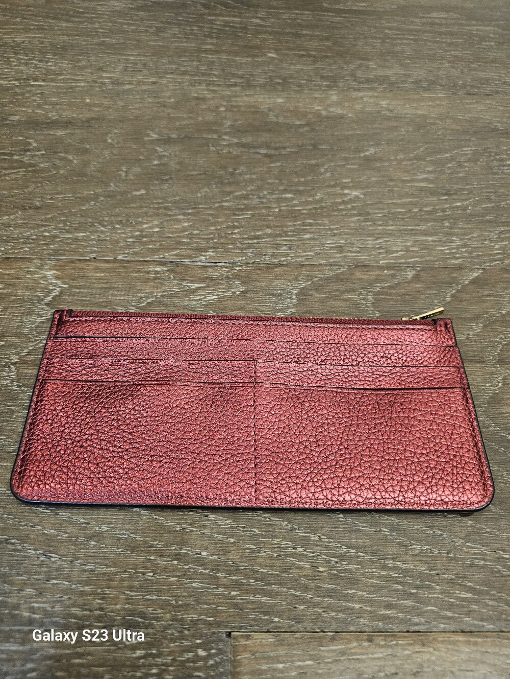 Coach Slim Metallic Red Leather Slim Card Wallet